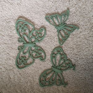 Set of 3 mint green homeco MCM Decor butterfly wall art
